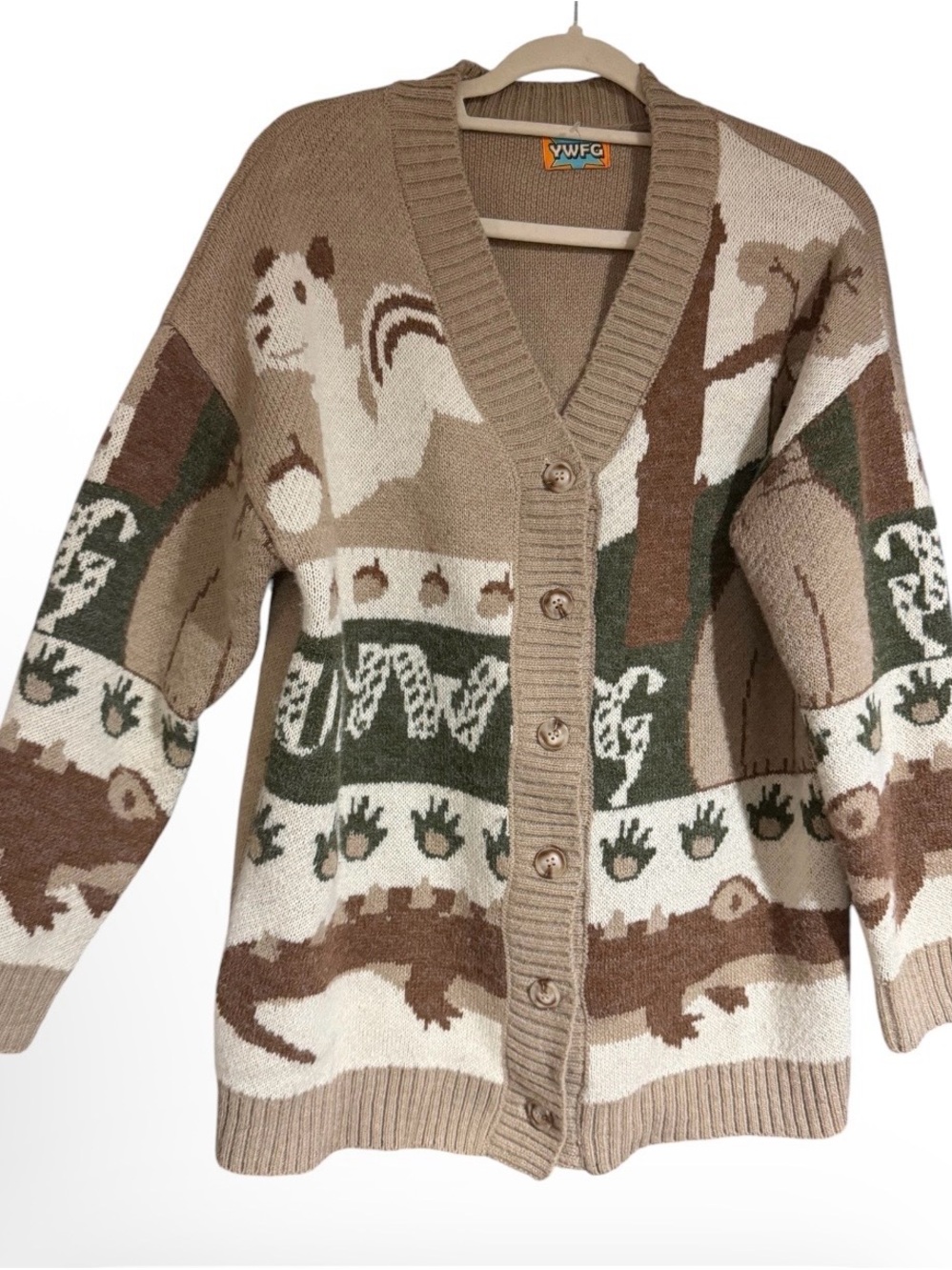 YWFG Autumn Forest Vintage Inspired
Patchwork Patterned V Neck Cardigan - Picture 3 of 6